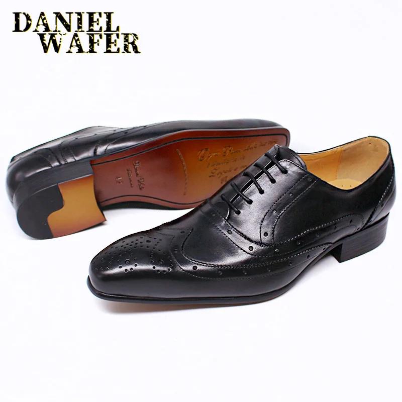 Мода Мужская Мода Оксфорды Черные Красные Заостренный Мысок Дерби На Шнуровке Формальные Кожаные Туфли для Офиса Свадебное Платье Роскошь