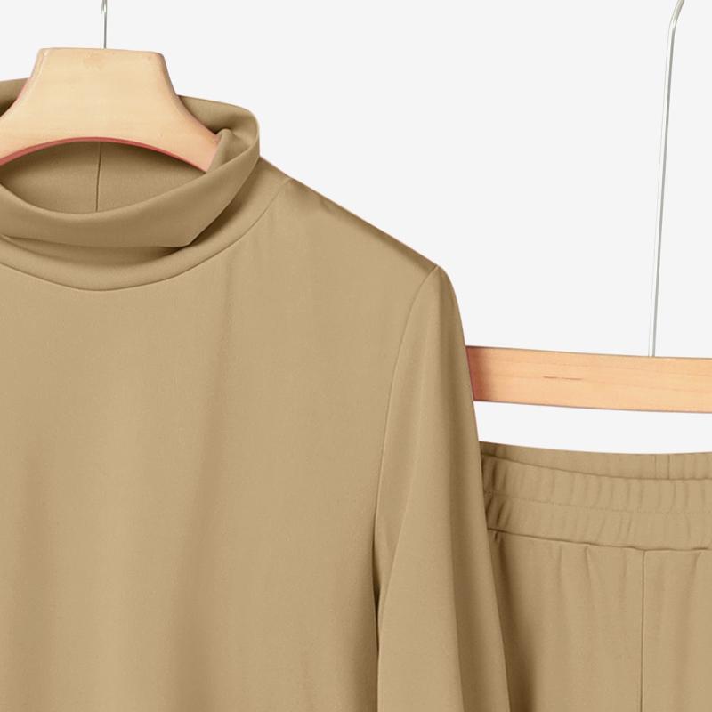 ZANZEA Women Long Sleeve Turtleneck Blouse and Pants Casual Two Piece Suit Sets