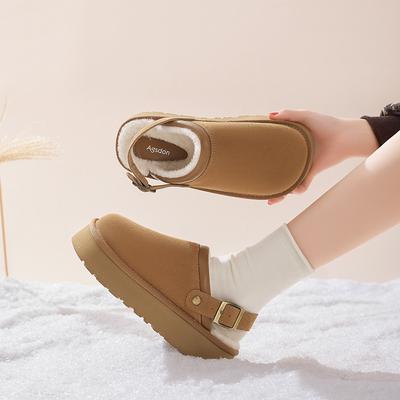 Августин толстоподошвенные пушистые тапочки женские зима 2025 новые бархатные утолщенные с одним педалем уличные хлопковые тапочки