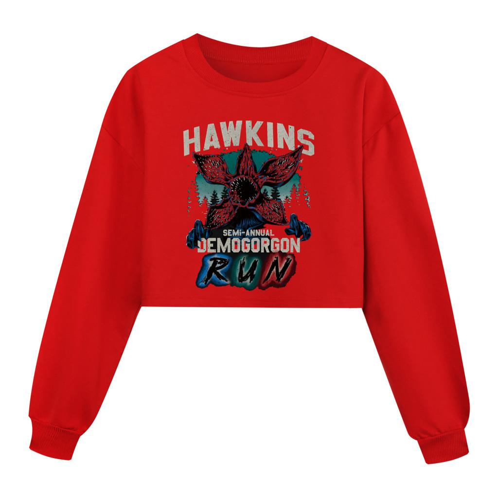 5383 Детская Девочки Демогоргон Принт Длинный Рукав Короткая Толстовка