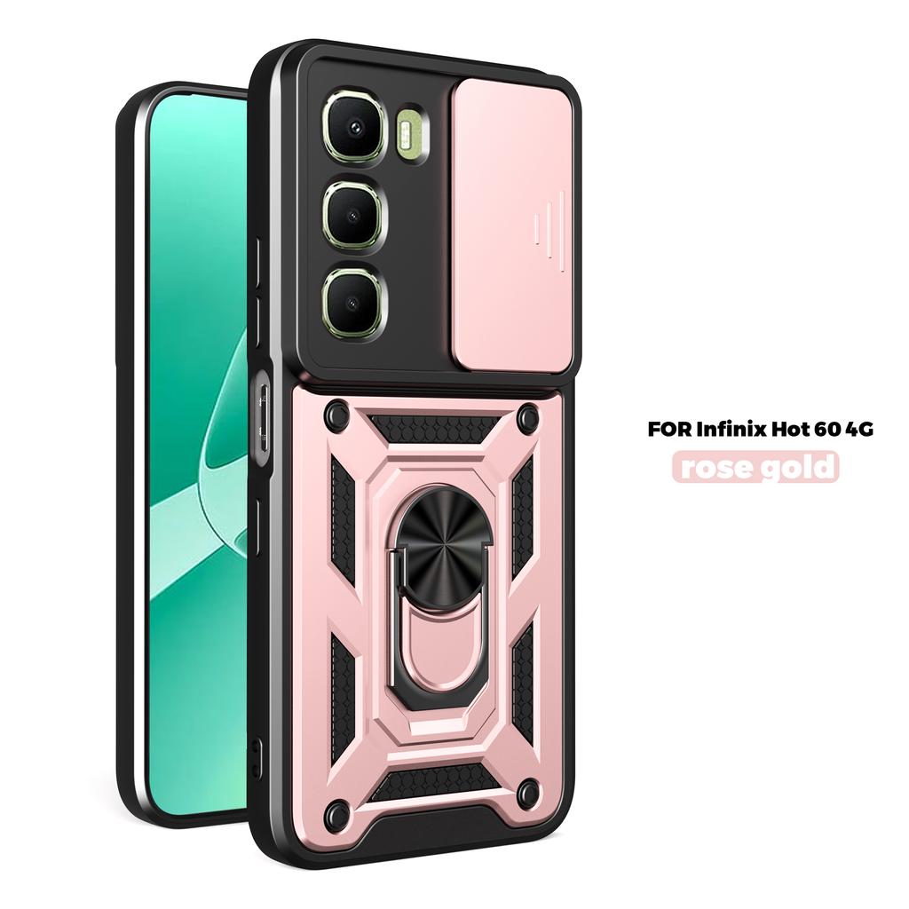 Чехол для Infinix Hot 60 Чехол-крышка для Infinix Hot 60i Hot 60 Pro + Магнитное кольцо-держатель Бронированный чехол для телефона Защита сдвижной камеры Задняя крышка