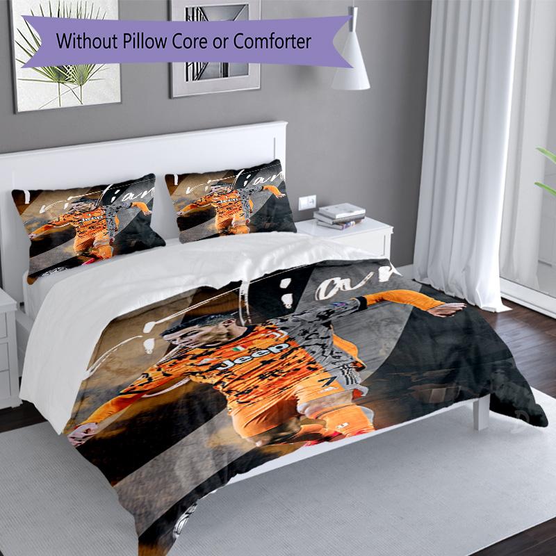 Ronaldo's Real Madrid Player Action Bedding Set, Breathable Duvet Cover with Pillowcases, Soft Bed Linen for Bedroom Home Decoration, Perfect Festival