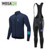 WOSAWE Winter Men's Fleece Warm Stretch Cycling Jacket Shockproof Foam Padded Mesh Breathable Road Cycling Bib Pants Cycling Suit