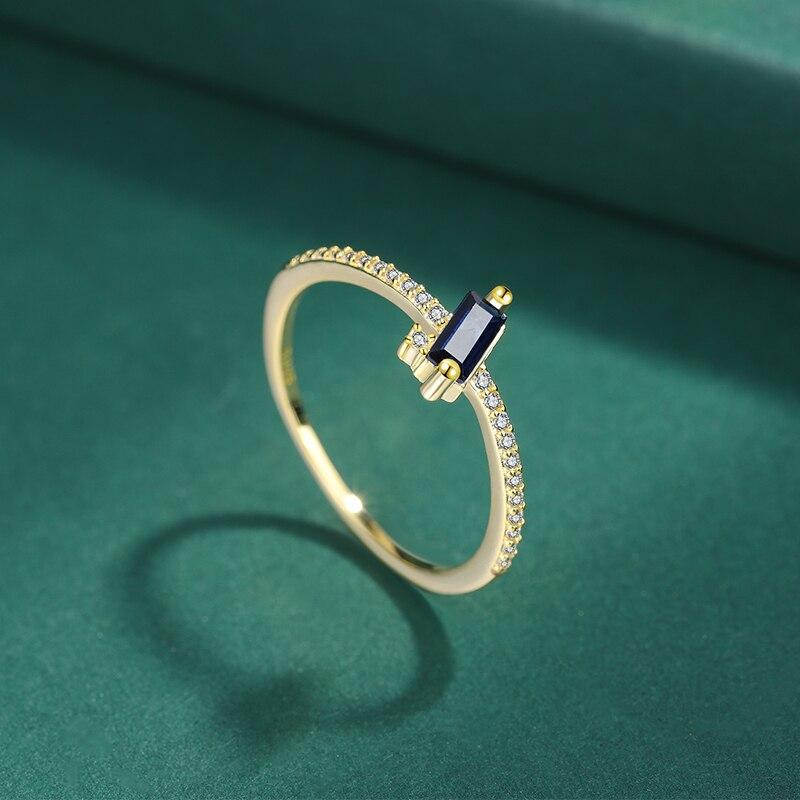 Классическое кольцо для пар из 18-каратного золота с глубоким сапфиром и бриллиантами для женщин, темно-синее оригинальное серебро 925 пробы, подарочные ювелирные изделия
