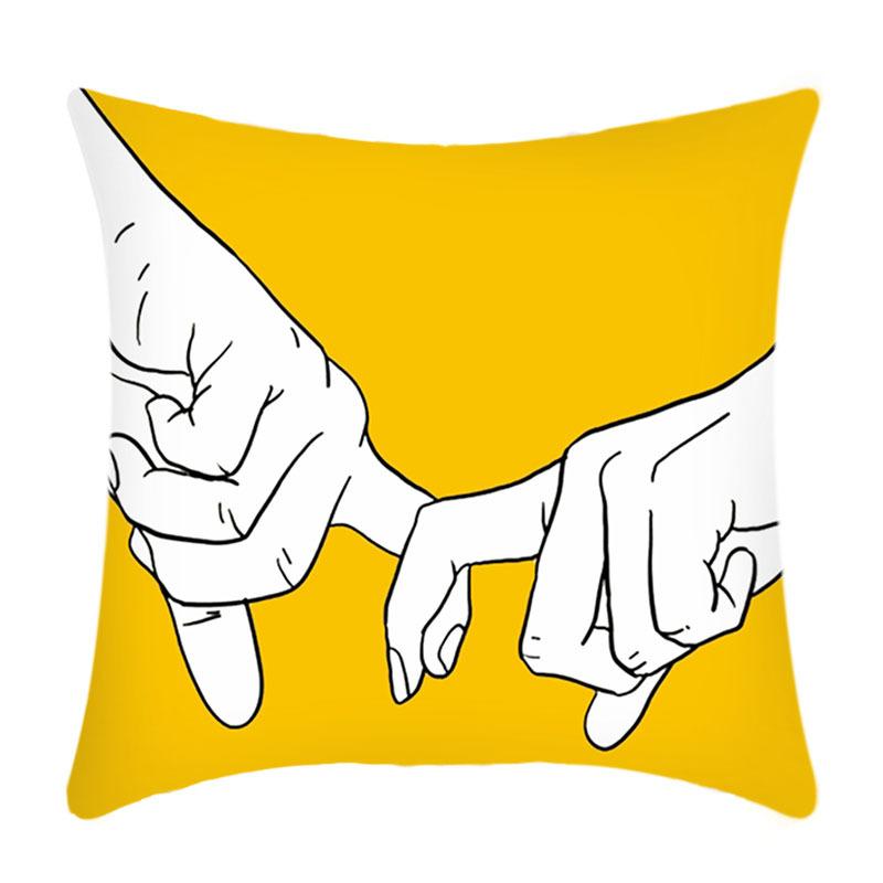 New Yellow Geometric Pillowcase Nordic Living Room Sofa Solid Color Plush Pillow Cover