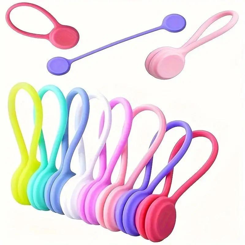 1 шт. Многоразовые магнитные кабельные стяжки, устройства для намотки проводов, силиконовые магнитные кабельные стяжки для связывания предметов