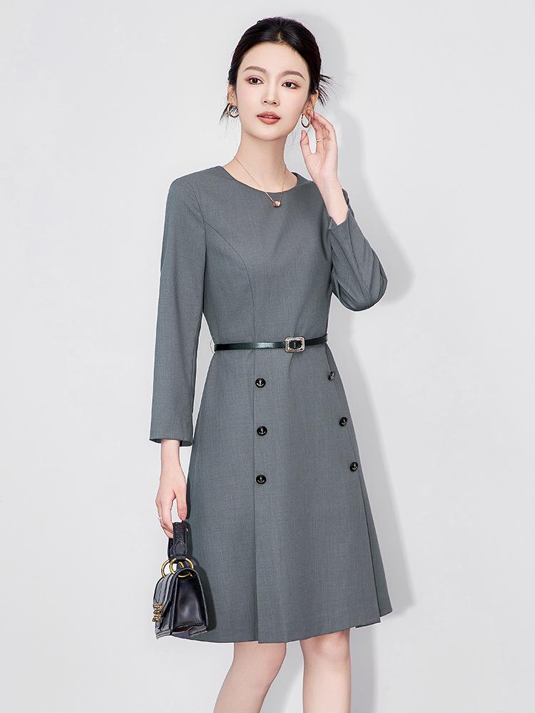 Профессиональное платье миди с рукавом до локтя класса люкс - Женский умный наряд для ранней осени