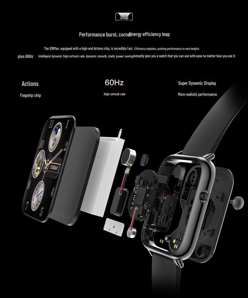 Модные смарт-часы Q19MAX: Мониторинг пульса и кислорода в крови, Bluetooth-звонки, водонепроницаемость IP68