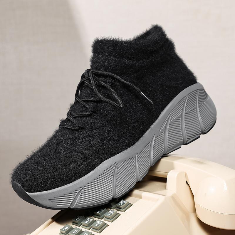 TUINANLE Women New Winter Snow Sneakers Outdoor Non Slip Thick Cotton Shoes Keep Warm Low Heels Flock Shoes
