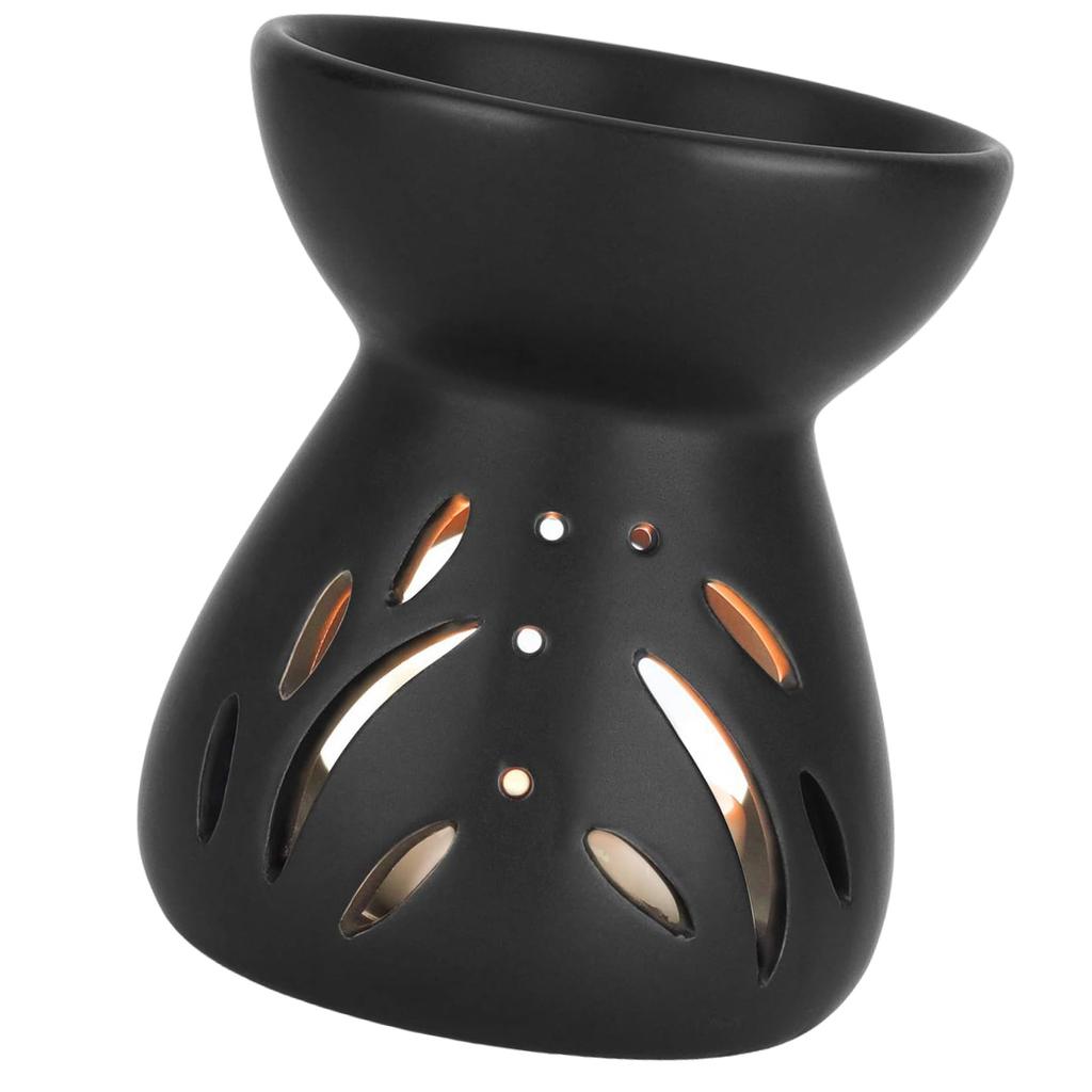 Black Ceramics Aromas Diffuser Wax Melt Burners Oil Warmer Tealight Candle Holder for Relaxation In Bedroom or Studios