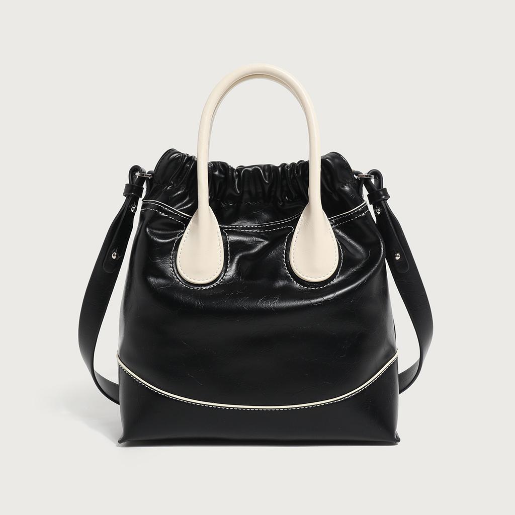 Fashionable Women's Bag Bucket Bag Genuine Leather Commuting Bag High-end Versatile Single-shoulder Handbag