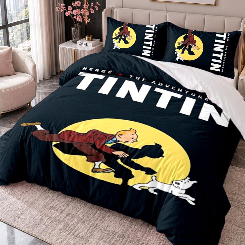 Tintin 3Pcs Bedding Set Duvet Cover With Two Pillowcases For Bedroom Home Decoration