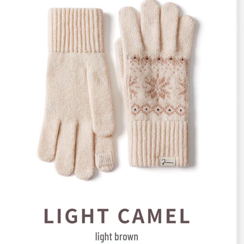 JIUMU Women's Fair Isle Wool Blend Knitted Gloves