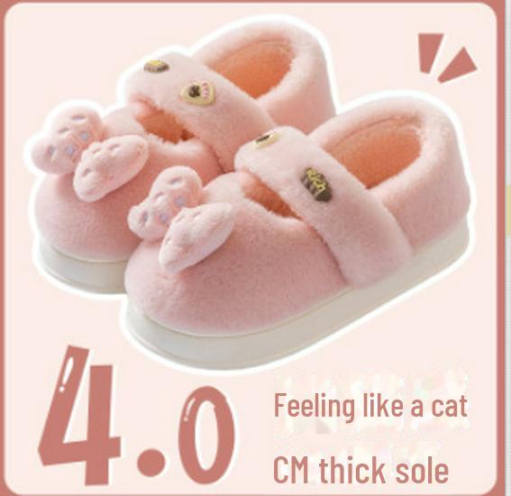 Женские зимние ботинки Bowknot на толстой подошве 2024 года: Увеличивающая рост, теплая, с бархатной подкладкой, меховая обувь для улицы на осень и зиму.