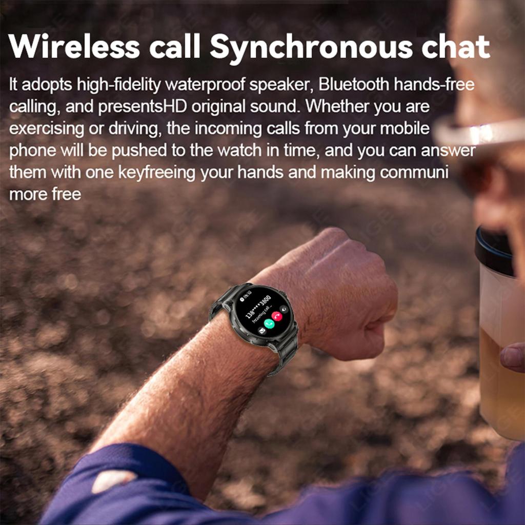 LIGE Новые Смарт-часы с аккумулятором большой емкости 710 мАч, мужские спортивные часы на открытом воздухе, отслеживание здоровья, водонепроницаемый смарт-браслет, умные часы с Bluetooth-вызовом, подарок 2024 г.