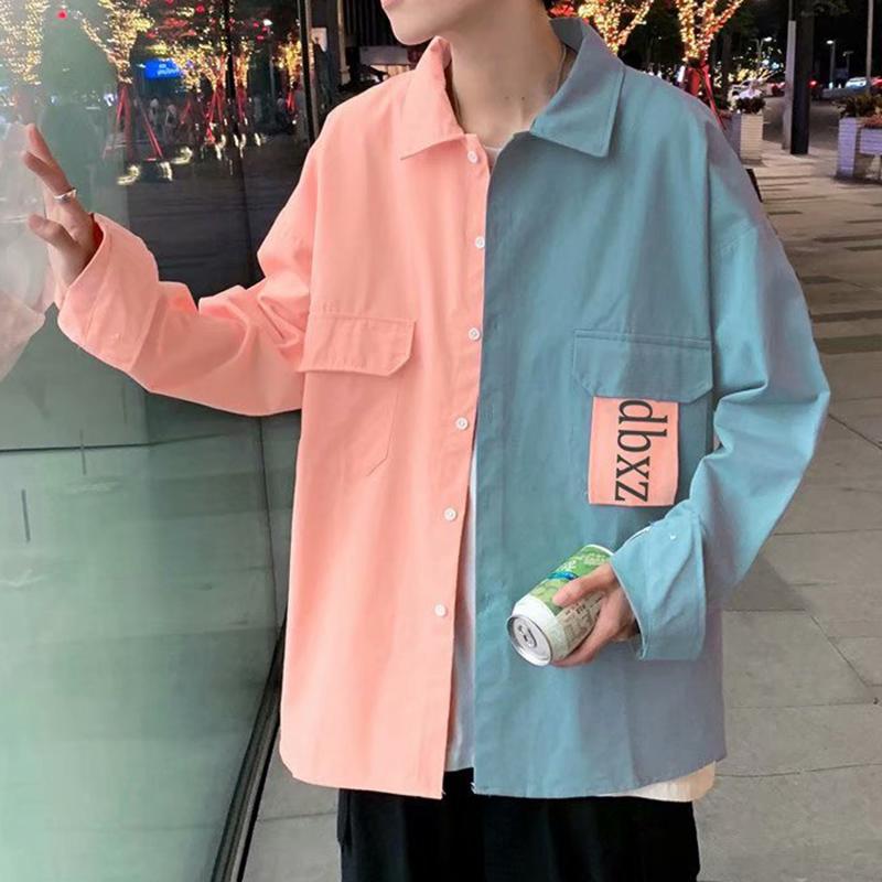 IELGY Рубашка с длинными рукавами в гонконгском стиле, мужская свободная трендовая повседневная рубашка в корейском стиле