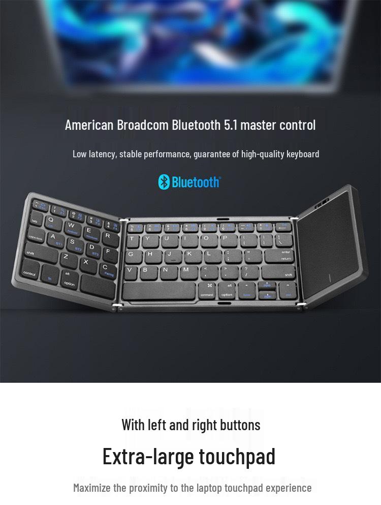 B089T Трехскладная беспроводная Bluetooth-клавиатура с тачпадом для телефонов, планшетов и компьютеров.