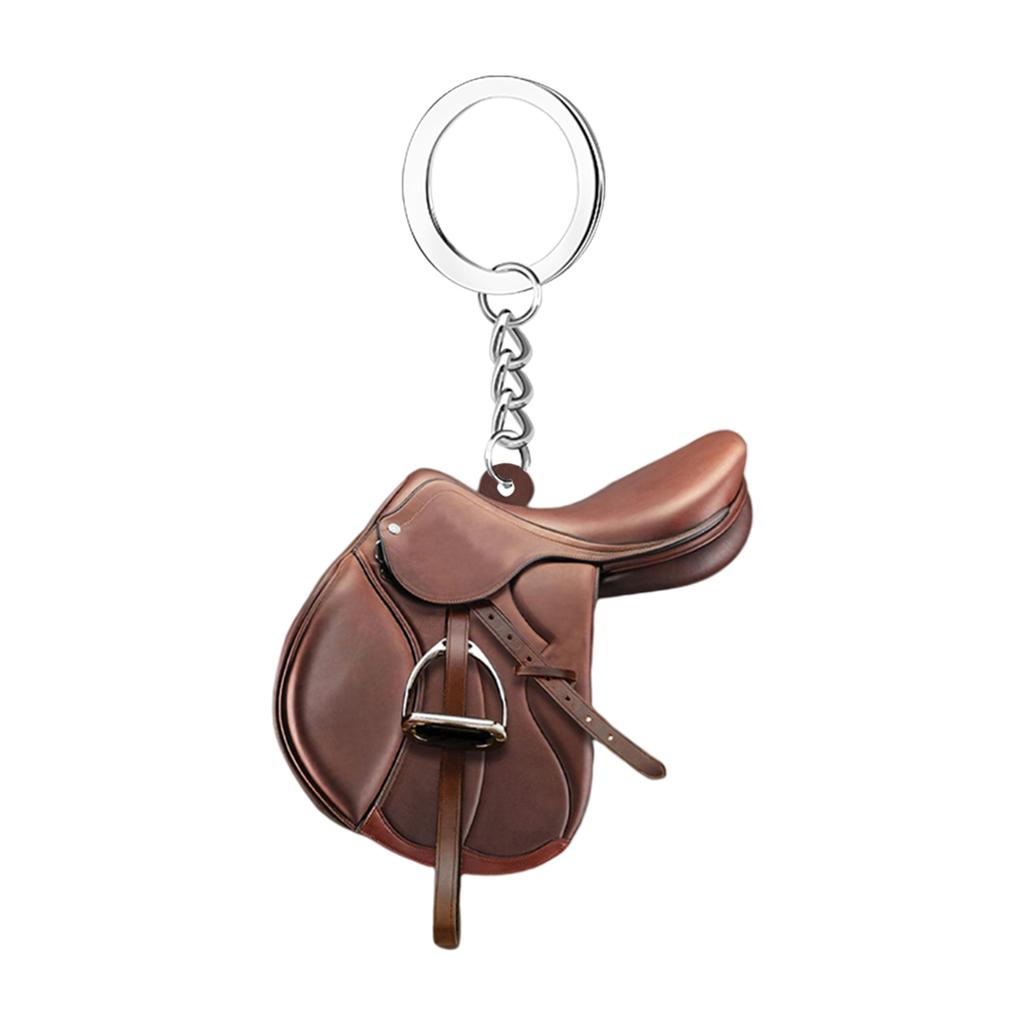 Saddle Acrylic Car Pendant Horse Saddle Keychain Western Horse Saddle Hangings Ornament Car Interior Decor Rear View Accessories