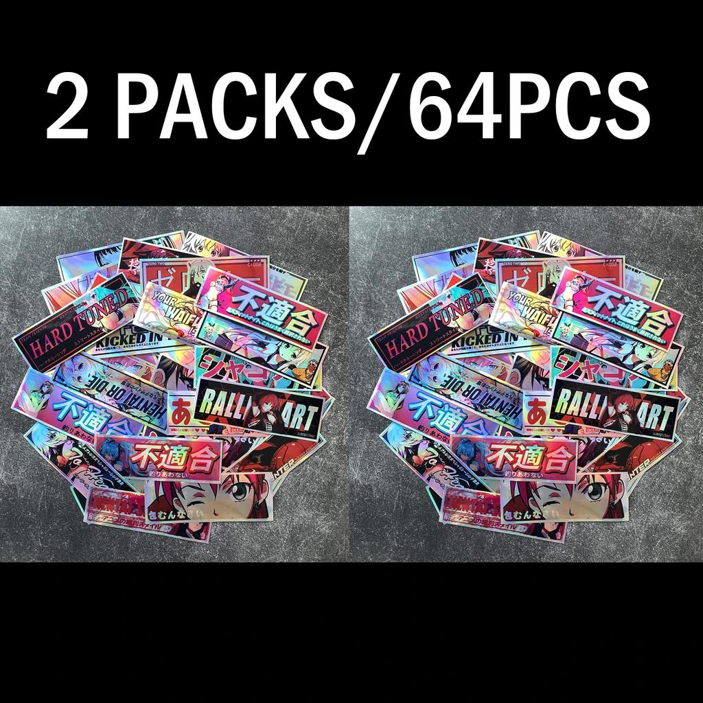 32 шт./уп. Длинные наклейки 12 см JDM Аниме Девушка Лазерная Радуга Окно автомобиля Лобовое стекло Кузов мотоцикла Аксессуары для мотошлема Декали