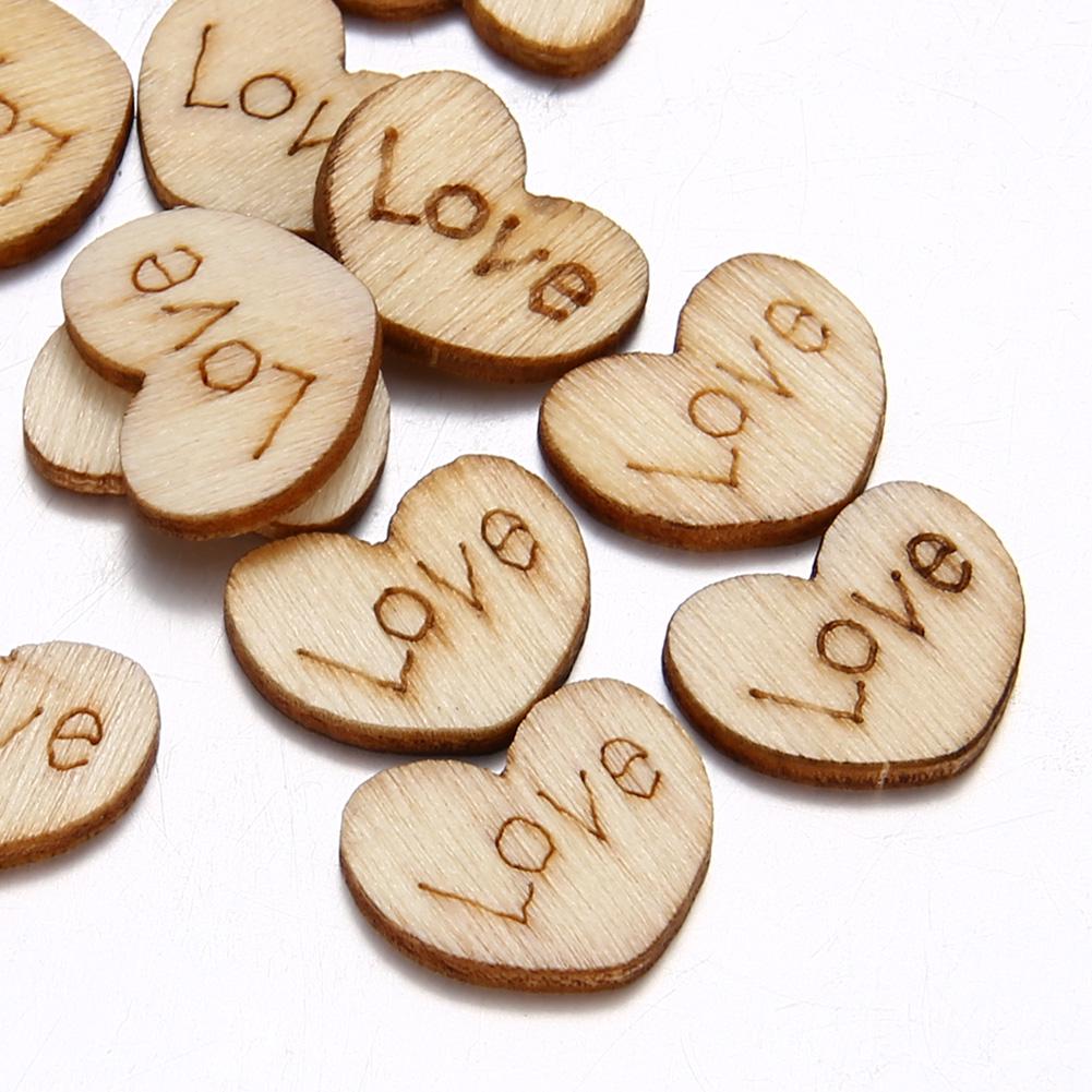 100 шт./набор для детей DIY Burlywood Heart Shape LOVE Text Wooden Hand Painted Patch 12*15 мм