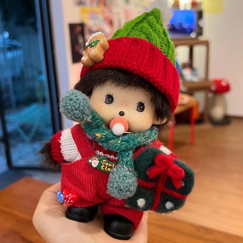 , New Genuine Mengqiqi Plush Keychain, Cute Woolen Hat, Dress Up Bag Pendant, Birthday Gift, Plush Pendant for Friends