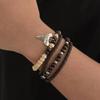 SHIXIN 4Pcs/Set Boho Wooden Bead Coconut Bracelet Men HipHop Multi-layer Stackable Bracelet Retro Jewelry Party Accessories Gift