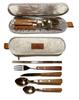 Cutlery Set Cutlery Case Camping Outdoor 6 Piece Set Storage Wooden Stainless Steel Stylish Barbecue Solo Camp Cutlery BBQ Compact Leisure Natural