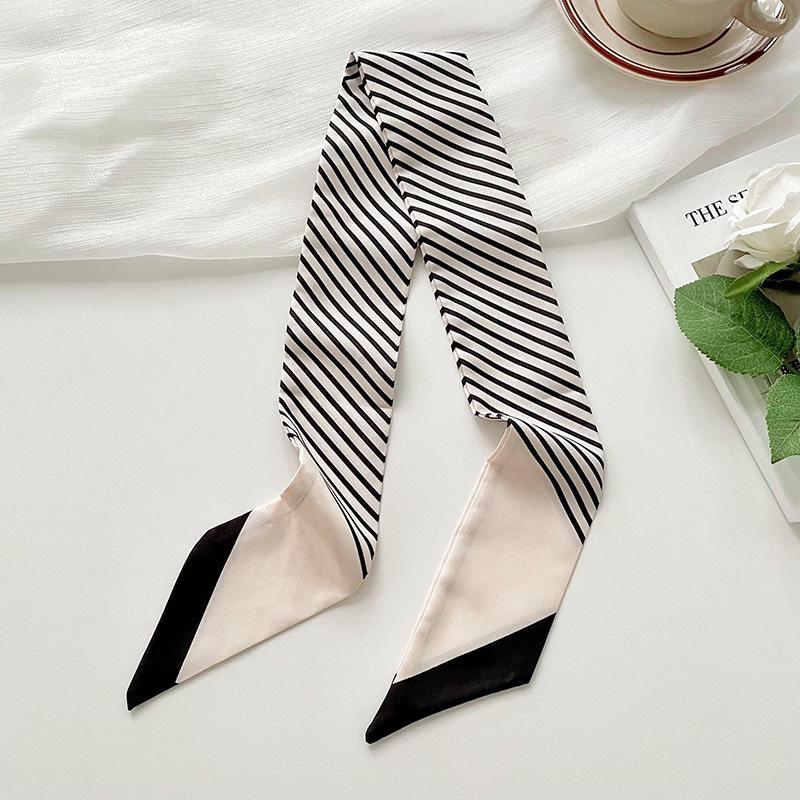 Long Silk Scarf, High-end New Versatile Hair Tie Streamer, Atmosphere Ribbon, Spring and Summer Decorative Scarf, Tied Bag Streamer