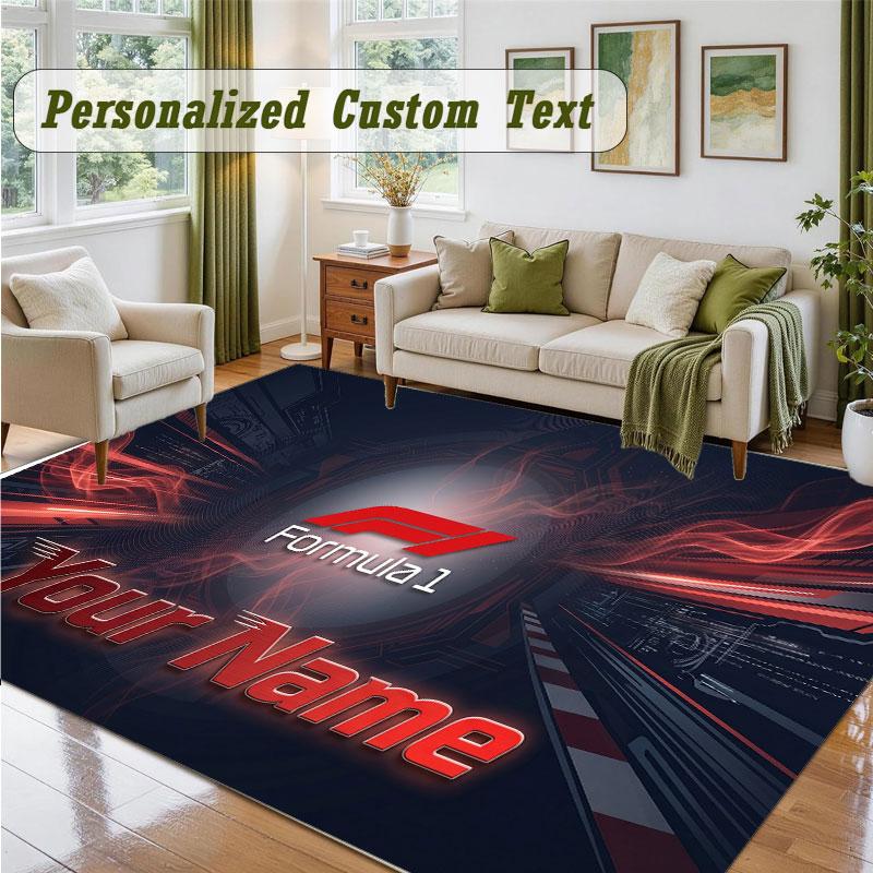 Crystal Velvet Square Rug Custom NameF1 Pattern Non Slip Home Floor Decor Rug