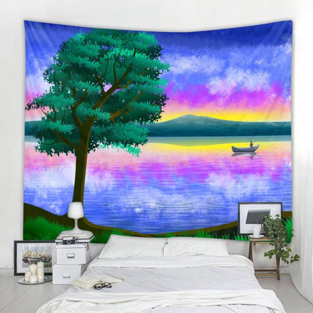 Пейзажная иллюстрация гобелен звездное небо за окном настенный висит богемный хиппи украшение дома простыня с принтом