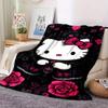 1pc Gothic, Roses, Kitty RV Blanket, Digital Printed Flannel Blanket, Multi-Purpose Four Seasons Hypoallergenic Quilt for Sofa, Bed, Office,