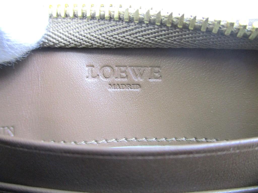 Оригинальный кошелек для монет LOEWE бежевого цвета хаки из кожи золотого цвета с круглой молнией #a545, восстановленный