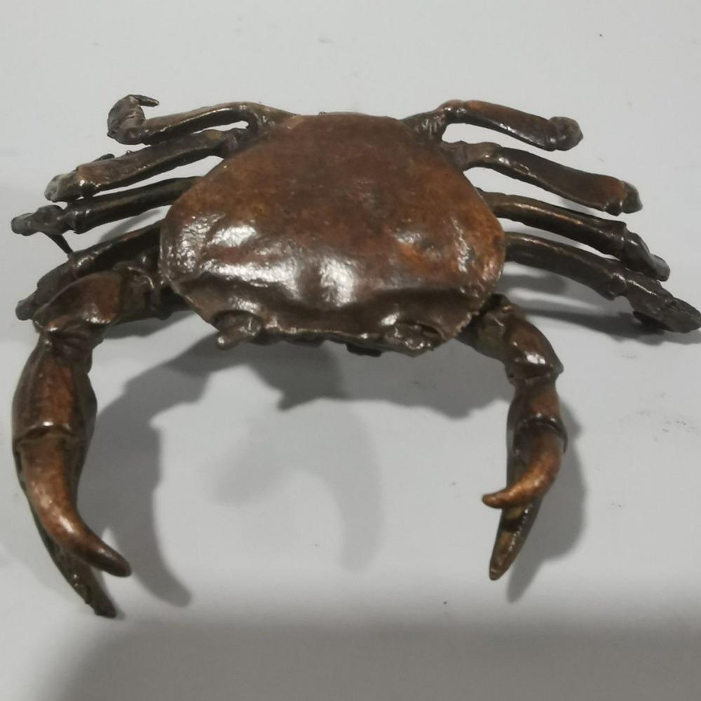 Винтажная статуэтка-симуляция краба, модель животного, миниатюрная статуэтка для чайного питомца, антикварное металлическое украшение для стола