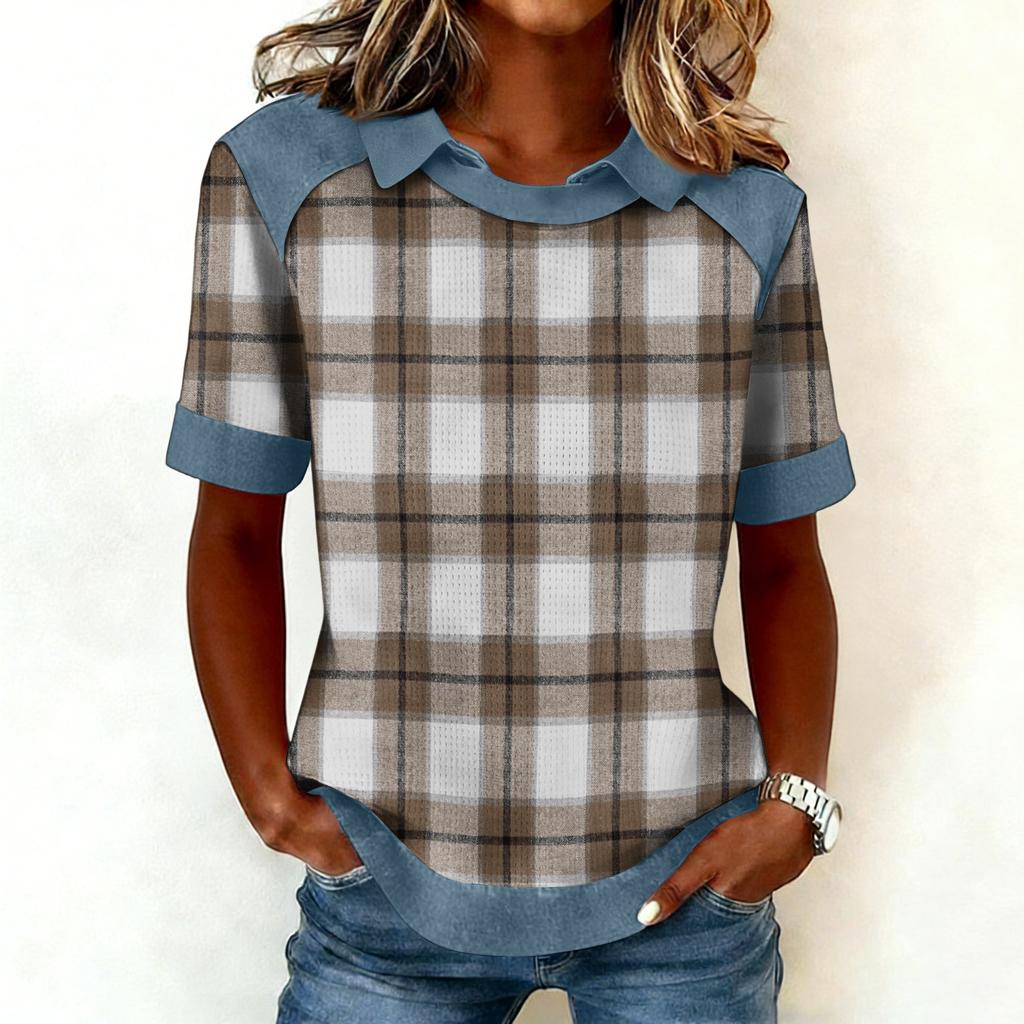 Женская модная ковбойская толстовка с воротником и вставками, повседневная толстовка с принтом, рубашка с коротким рукавом, топ