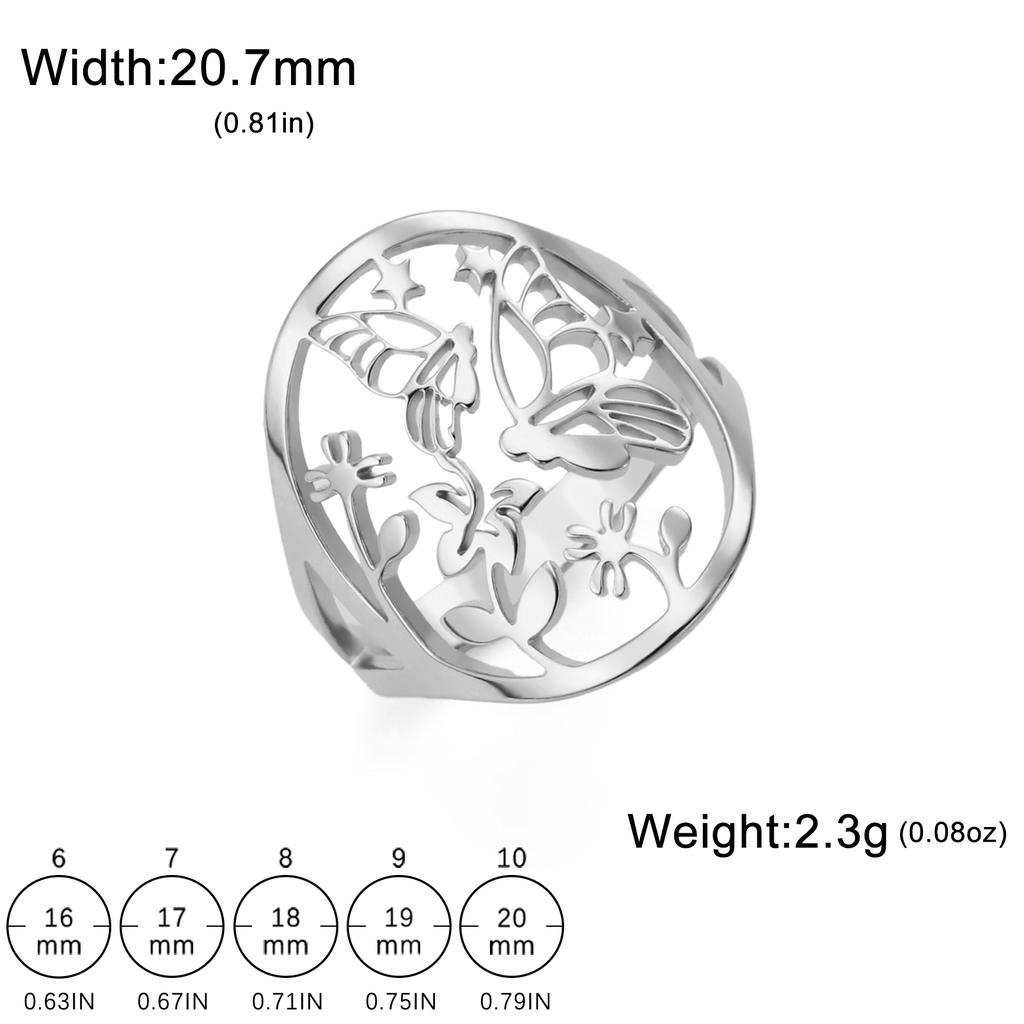 Cazador Butterfly Flower Women's Ring Stainless Steel Gold Color Aesthetic Finger Rings Jewelry Birthday Mother's Day Gift 2026