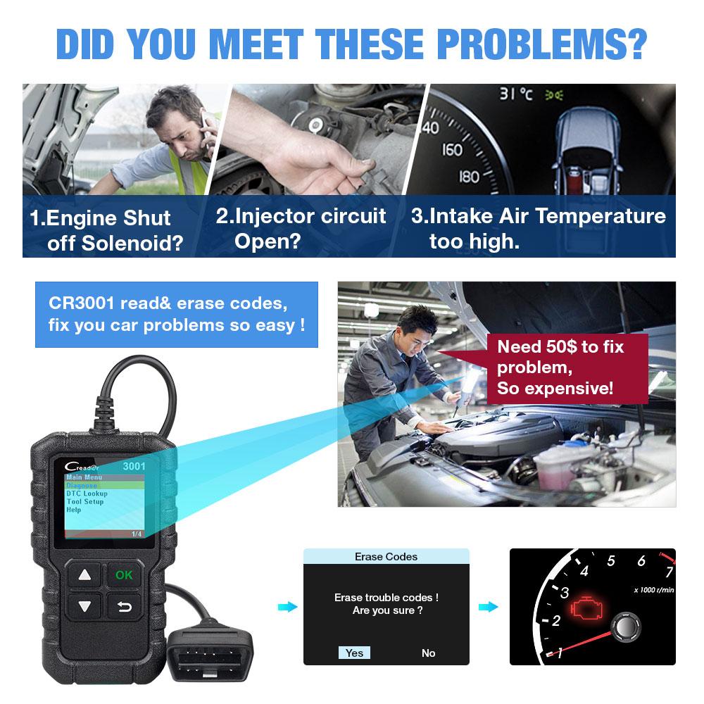LAUNCH CR3001 Автомобильный OBD2 Диагностический Сканер Проверка Индикатора «Check Engine» Считыватель OBD Кодов Бесплатное Обновление На Всю Жизнь pk ELM327