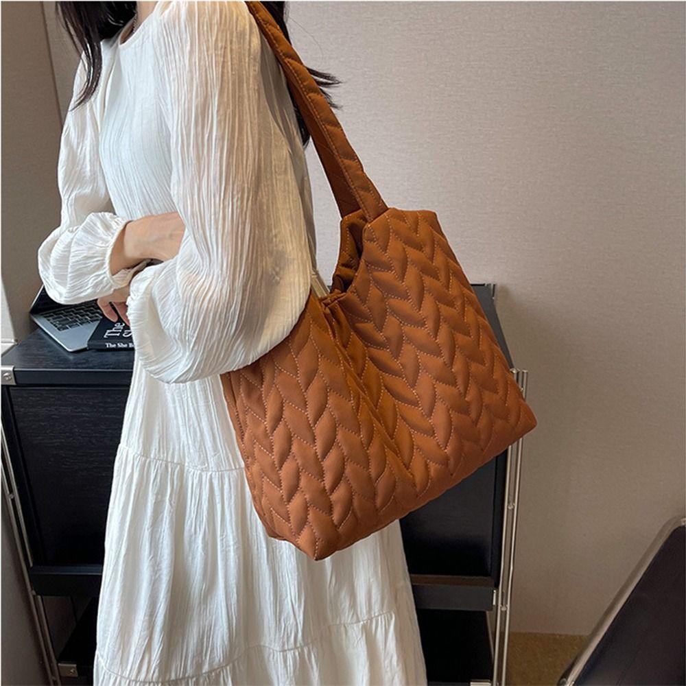 Мягкая стеганая сумка через плечо с хлопковой подкладкой, однотонная женская сумка под мышкой, портативные сумки, выходные