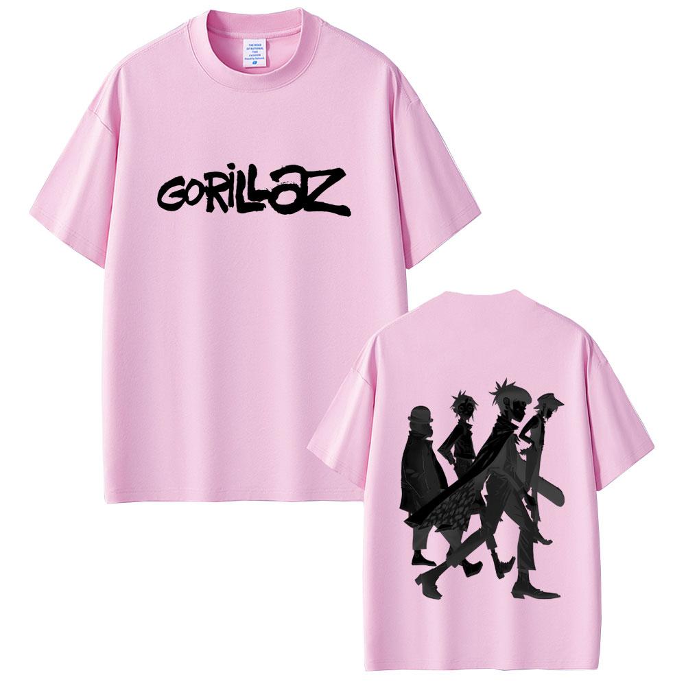 Ограниченный выпуск Футболка с принтом Gorillaz Мужская Женская Повседневная Свободная Футболка с круглым вырезом Мужская Мода Хлопковая Футболка Высокого Качества