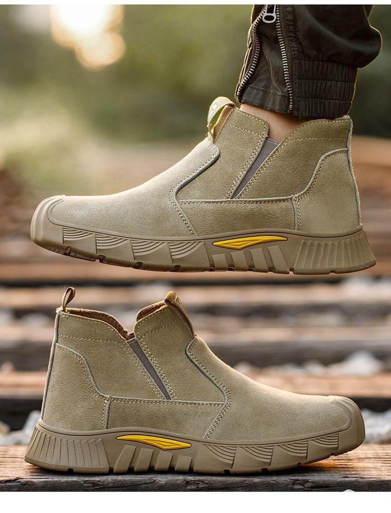 Мужские защитные сварочные ботинки со стальным подноском - Легкие, дышащие, с защитой от запаха, износостойкие, с мягкой подошвой и защитой от проколов.