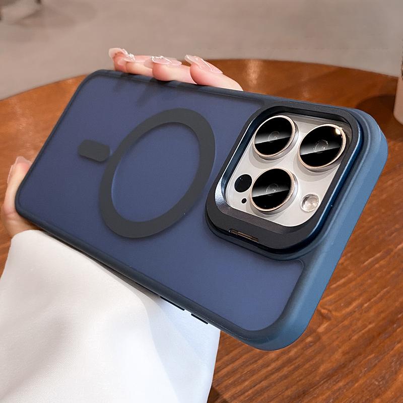 Металлическая подставка для камеры для iPhone 16 15 14 Plus 13 12 Mini 11 Pro Max для беспроводной зарядки MagSafe, магнитная матовая противоударная крышка