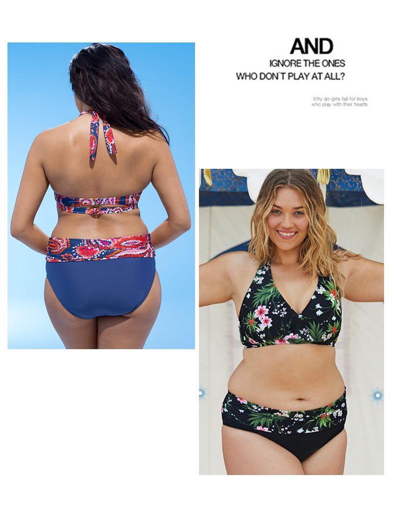 Европейский и американский сексуальный купальник бикини большого размера с принтом - Женский купальник из двух частей