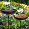 Retro Bird Bath for Outside Metal 5-Prong Stake Base with Bowl Decorative Birdbath Detachable Bird Feeder for Backyard Patio Decor