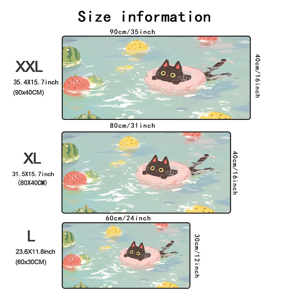 Kawaii Cats Theme Mouse Pad Large Computer Office Game Table Mat XXL Rubber Anti-slip Stitched Edge Keyboard Mats Long Desk Pads