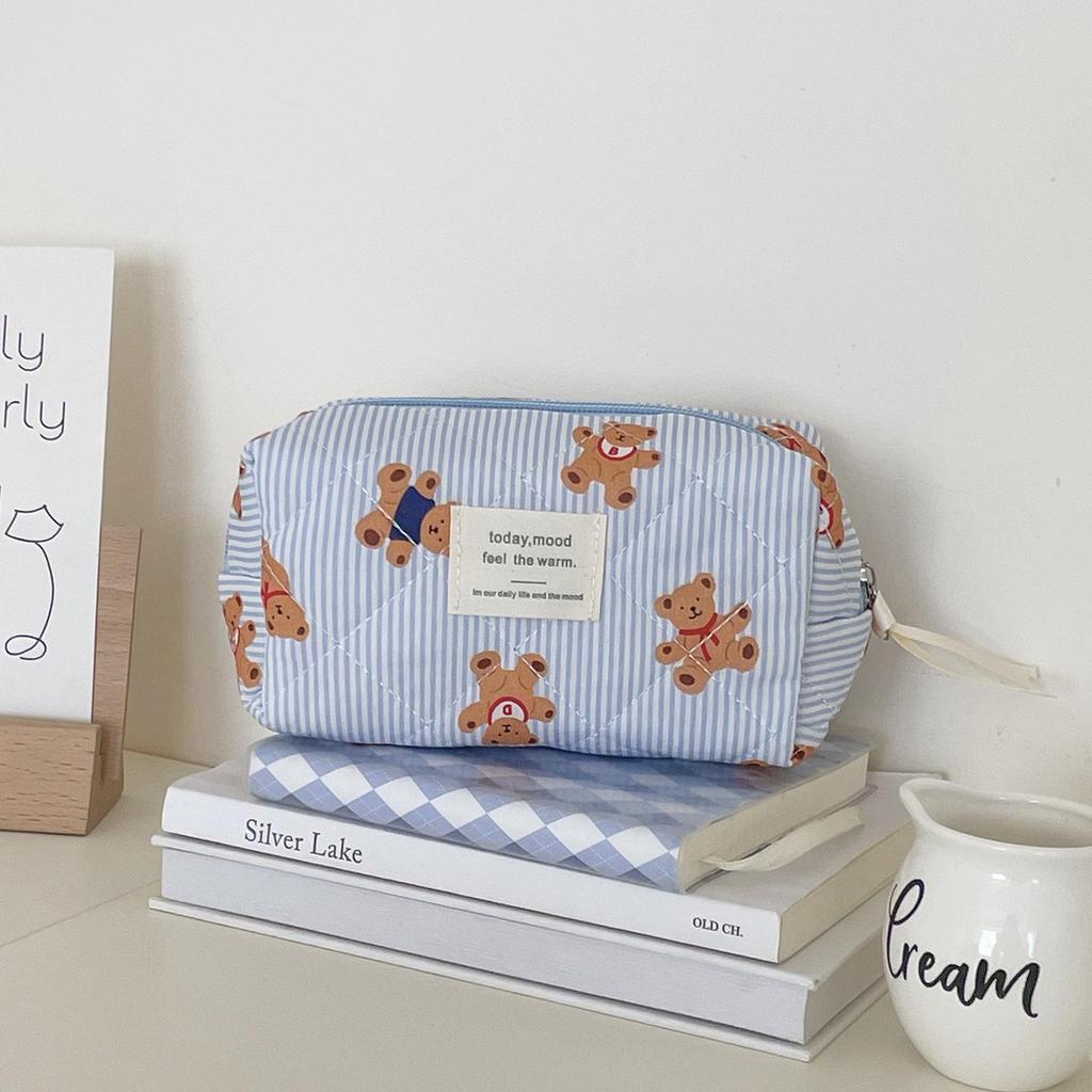 Striped Bear Cartoon Travel Cosmetic & Toiletry Bag