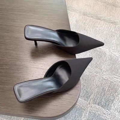 2025 Весна Женские мюли-тапочки с острым носком Модные конфетных цветов Элегантные женские босоножки для платья Квадратный низкий каблук Слипоны Шлепанцы