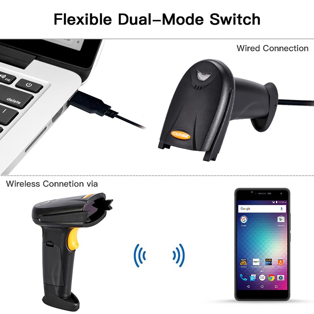 Беспроводной Bluetooth 4.0 и проводной USB 3.0 сканер штрихкодов, 1D ручной инвентарный лазерный сканер штрихкодов