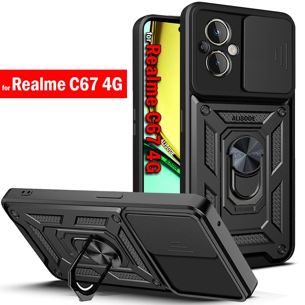 Броня Капа для Realme C67 4G RMX3890, чехол-кольцо-подставка для камеры, защитный чехол для Realme C67 4G, противоударный чехол