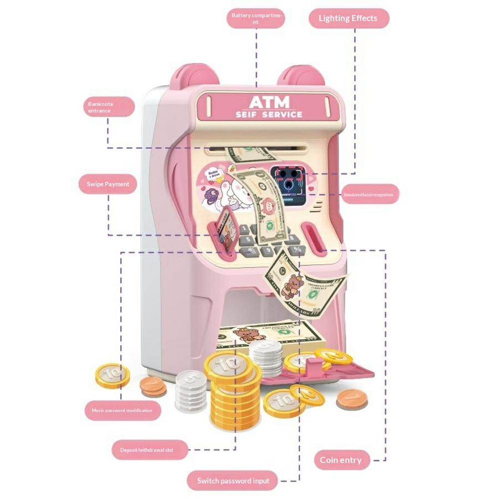 24529A Детский Автоматически Сворачивающийся ATM Денежный Музыкальный Копилка Подарок Электронный Кодовый Замок Депозит/Снятие Игрушка