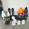 20 Pcs/Set Halloween Miniatures Mini Grim Reaper Skull Figurines Miniature Casket Pumpkin Ornaments for Home Desktop Decoration