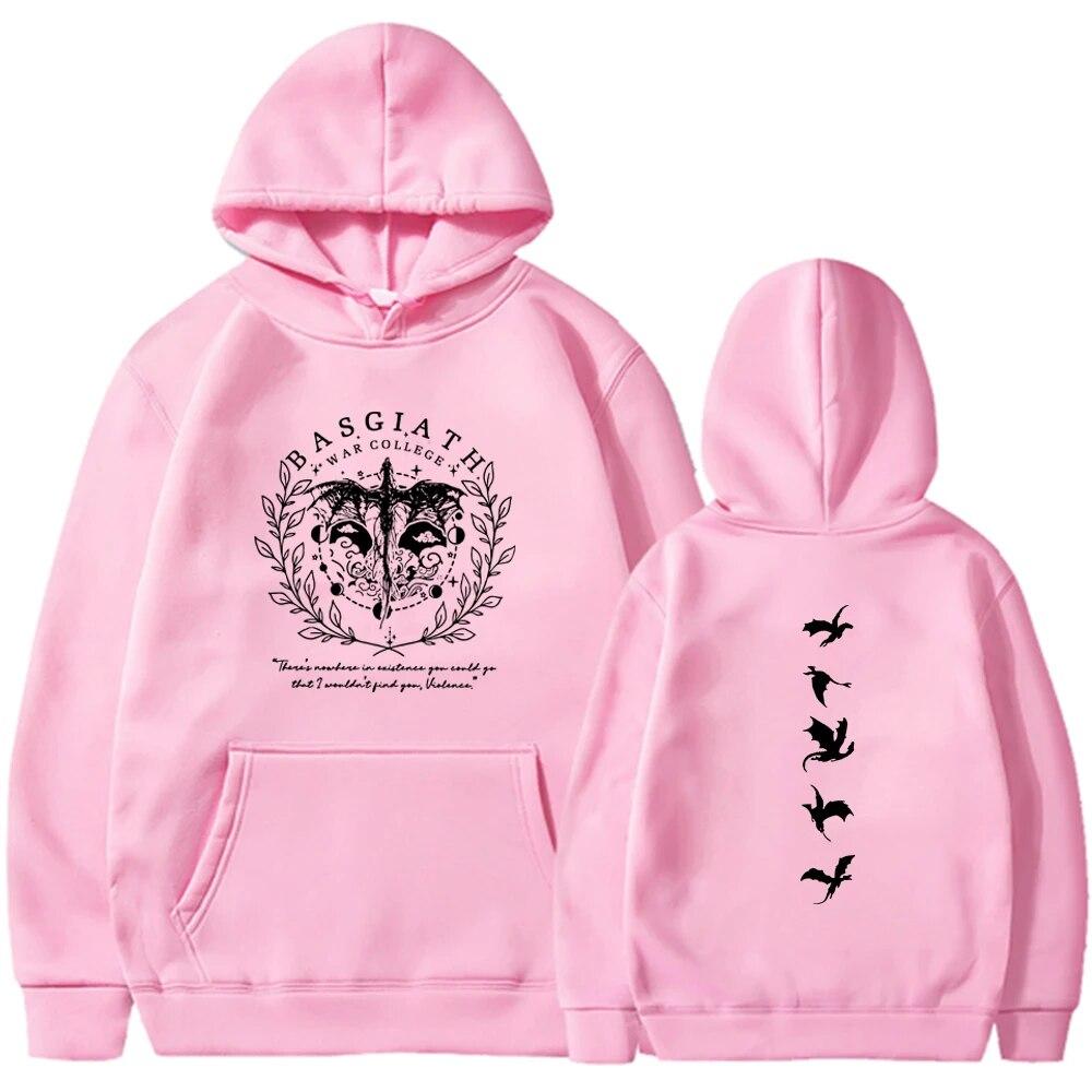 Vintage Bookish Hoodie Women Double Sided Fourth Wing Basgiath War College Hooded Sweatshirt Casual Fashion